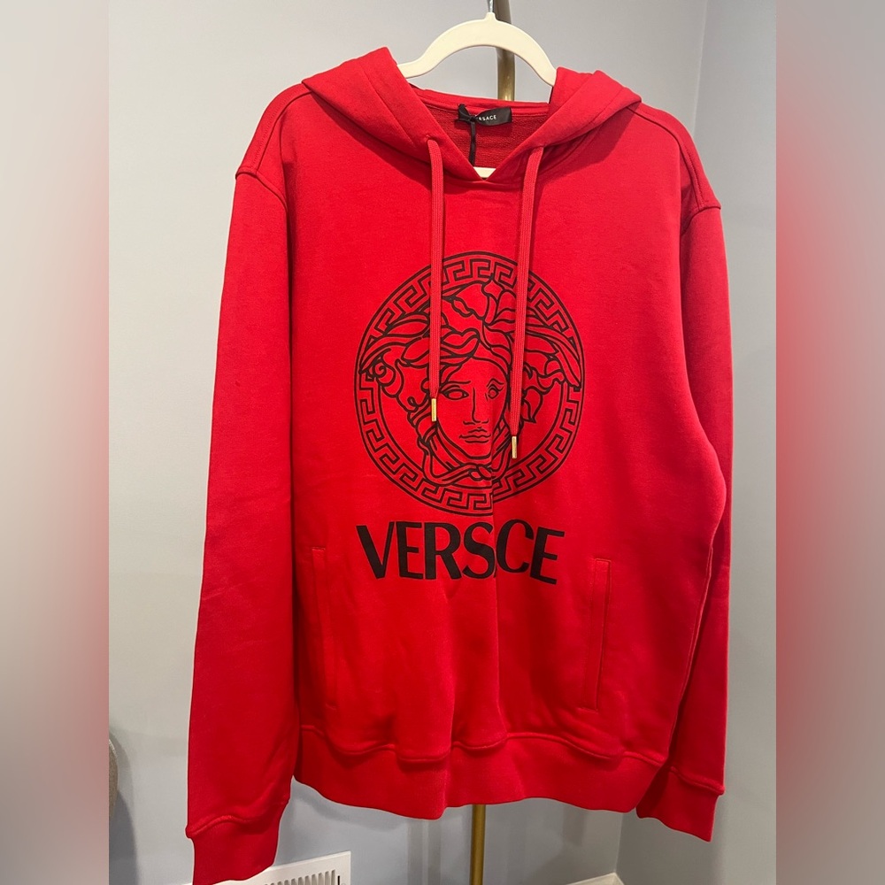NWT Versace Medusa Print Red Cotton hoodie